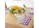 Tovagliette Abakuhaus Con Motivi Floreali, Motivi Di Vari Vasi Di Fiori, Petunia, Orchidea Selvatica, Stile Botanico Naturale, Tiscjdeco In Tessuto Resistente Al Lavaggio Per Sala Da Pranzo E Cucina, Bianco, Lilla, Rosa