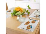Tovagliette Abakuhaus Con Caricature, Simboli Surf Sun, Occhiali Da Sole E Tavole Da Surf. Divertente Design Hippie Estivo Per Bambini, Tiscjdeco In Tessuto Resistente Ai Colori Per La Sala Da Pranzo E La Cucina, Arancione E Bianco.