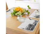 Tovagliette Abakuhaus Elefante, Immagine Artistica Di Elefante E Rinoceronte Antichi - Stampa Vintage Con Animali Selvatici Della Savana, Tiscjdeco In Tessuto Resistente Al Lavaggio Per Sala Da Pranzo E Cucina, Bianco Nero