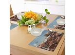 Tovagliette Abakuhaus In Stile Europeo, Con Vista Del Centro Di Lisbona, Portogallo, Con I Tetti E La Città Vecchia Sul Mare, Tessuto Lavabile E Resistente Allo Scolorimento Per Sala Da Pranzo E Cucina, Multicolore.