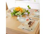 Tovagliette Abakuhaus Elefante, Mamma Elefante Con Cucciolo Nell'illustrazione Tropicale Del Deserto Di Safari Kids, Tiscjdeco In Tessuto Resistente Al Lavaggio Per La Sala Da Pranzo E La Cucina, Arancione Marrone Crema