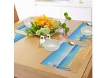 Tovagliette Abakuhaus Ocean, Paradise Beach Con Sabbia E Acqua Di Mare Estate Natura Esotica Sunny Hot Print, Tiscjdeco In Tessuto Resistente Al Lavaggio Per La Sala Da Pranzo E La Cucina, Turchese Crema