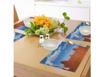 Tovagliette Abakuhaus Western, Monument Valley Nel Selvaggio West Foto Decorativa Con Paesaggi Storici Americani E Cielo, Tovaglietta Decorativa In Tessuto Resistente Ai Colori Per La Sala Da Pranzo E La Cucina, Arancione Scuro E Blu.