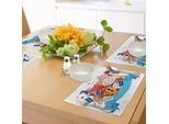 Abakuhaus Tovagliette Alice Nel Paese Delle Meraviglie, Mad Design Di Carte, Orologi, Teiere, Chiavi, Fiori, Fantasy World Artwork, Tiscjdeco In Tessuto Resistente Al Lavaggio Per La Sala Da Pranzo E La Cucina, Multicolore