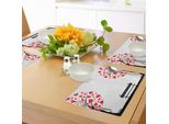 Abakuhaus Tovagliette Albero Della Vita, Alberi Con Foglie A Forma Di Cuore E Una Panchina Amore Romanticismo Natura Design, Tiscjdeco In Tessuto Resistente Al Colore Per La Sala Da Pranzo E La Cucina, Bianco Nero Rosso