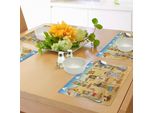 Tovagliette Abakuhaus Con Caricature, Personaggi Storici Dell'antico Egitto Con Piramidi, Cleopatra, Re, Mummia E Bambino, Tiscjdeco In Tessuto Resistente Ai Colori Per La Sala Da Pranzo E La Cucina, Multicolore