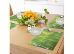 Tovagliette In Bambù Abakuhaus, Immagine Di Alberi Di Bambù Con Raggi Di Sole Nella Stampa Esotica Zen Con Animali, Piante E Natura Della Foresta Pluviale, Tiscjdeco In Tessuto Resistente Al Colore Per La Sala Da Pranzo E La Cucina, Verde