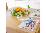 Abakuhaus Tovagliette Alice Nel Paese Delle Meraviglie, Alice Seduta Su Una Tazza Da Tè A Forma Di Cuore Storia Fantastica, Tessuto Lavabile Sala Da Pranzo Cucina Decorazioni Per La Tavola Stampa Digitale, Bianco Rosso