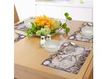 Tovagliette Abakuhaus Con Mappa Del Mondo, Mappa Antica Con Campi Coltivati, Sole, Uccelli, Nuvole E Cielo Fantastico In Stile Pittorico Antico, Tiscjdeco In Tessuto Resistente Ai Colori Per La Sala Da Pranzo E La Cucina, Multicolore