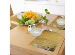 Tovagliette Abakuhaus In Bambù, Steli E Foglie Di Bambù, Immagine Orientale In Legno Naturale, Tema Zen Asiatico Naturale, Fauna Selvatica, Tiscjdeco In Tessuto Resistente Al Colore Per La Sala Da Pranzo E La Cucina, Giallo