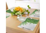 Tovagliette In Bambù Abakuhaus, Immagine Moderna Di Foglie Fresche Di Bambù Con Stampa Esotica A Tema Naturale, Tiscjdeco In Tessuto Resistente Al Lavaggio Per La Sala Da Pranzo E La Cucina, Bianco Verde
