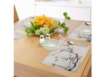 Tovagliette Abakuhaus Natur, Rami Di Ciliegio, Boccioli Di Fiori E Uccelli In Stile Asiatico Con Effetto Pittorico, Tiscjdeco In Tessuto Resistente Al Lavaggio Per La Sala Da Pranzo E La Cucina, Rosso Bordeaux E Nero.