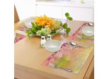 Tovagliette Abakuhaus Natur, Motivo Floreale Giapponese Con Fiori Di Ciliegio In Colori Tenui Su Sfondo Sfocato, Tovaglietta Decorativa In Tessuto Resistente Al Lavaggio Per La Sala Da Pranzo E La Cucina, Giallo Verde Rosa