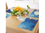 Tovagliette Nautiche Abakuhaus, Sott'acqua Con Squali, Vecchia Bussola Da Nave, Rosa Dei Venti, Illustrazione Con Bolle D'acqua Profonde, Tiscjdeco In Tessuto Resistente Al Colore Per La Sala Da Pranzo E La Cucina, Bianco E Blu.