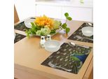 Abakuhaus Tovagliette Peacock, Ritratto Di Pavone Con Colori Vivaci - Uccello - Estate - Giardino, Tiscjdeco In Tessuto Resistente Ai Colori Per La Sala Da Pranzo E La Cucina, Verde Marrone Blu Navy