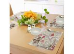 Tovagliette Abakuhaus Paris, Illustrazione Scarabocchiata Con Tema Eiffel Tower-Cuore-Candelabro-Fiori-Amore, Tiscjdeco In Tessuto Resistente Al Lavaggio Per Sala Da Pranzo E Cucina, Beige Rosa