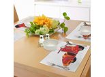 Abakuhaus Tovagliette Vintage, Scooter Caricatura Classica Per Hippy Urban Memories Gioventù Arte Moderna, Tiscjdeco In Tessuto Resistente Ai Colori Per La Sala Da Pranzo E La Cucina, Arancione Rosso
