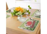 Abakuhaus Tovagliette Vintage, Poster Con Pomodori Da Vendemmia Con Una Stampa Su Carta Antica In Stile Grafico Contemporaneo, Tiscjdeco In Tessuto Resistente Ai Colori Per La Sala Da Pranzo E La Cucina, Verde Rosso