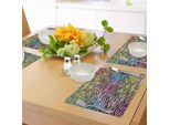 Abakuhaus Tovagliette Con Stampa Zebrata, Stampa Grafica Stilizzata Con Motivo Zebrato Colorato Ispirato Alla Fauna Selvatica, Decorazione Da Tavola In Tessuto Resistente Al Lavaggio Per La Sala Da Pranzo E La Cucina, Giallo Corallo Rosa