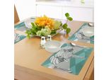 Tovagliette Abakuhaus Elephant, Immagine Contemporanea Di Una Testa Di Elefante Con Stampa Minimalista In Stile Boho Moderno, Decorazione Da Tavola In Tessuto Resistente Al Lavaggio Per La Sala Da Pranzo E La Cucina, Grigio Verde Acqua.