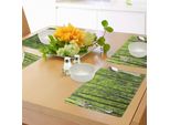 Tovagliette In Bambù Abakuhaus, Foresta Tropicale Esotica Di Bambù Con Colori Freschi, Stampa Asiatica Naturale Di Alberi E Foglie Selvatiche, Decorazione Da Tavola In Tessuto Resistente Al Lavaggio Per La Sala Da Pranzo E La Cucina, Verde
