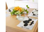 Tovagliette Abakuhaus Fleur De Lis, Immagini Con Disegni Di Gigli Reali, Leggende, Trono, Francia, Impero, Insegne Di Famiglia, Tiscjdeco In Tessuto Resistente Al Lavaggio Per Sala Da Pranzo E Cucina, Giallo, Bianco, Nero