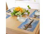 Abakuhaus Tovagliette Paesaggistiche, Arcobaleno Sopra Il Riflesso Di Un Lago Di Montagna Nell'acqua Limpida - Luoghi Da Sogno Sulla Foto Della Terra, Tiscjdeco In Tessuto Resistente Al Colore Per La Sala Da Pranzo E La Cucina, Multicolore