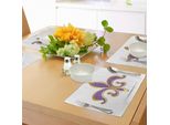Tovagliette Abakuhaus Fleur De Lis, Design Araldico Artistico Con Simboli Medievali Nostalgici Ed Elementi Antichi, Tiscjdeco In Tessuto Resistente Al Lavaggio Per La Sala Da Pranzo E La Cucina, Viola E Giallo