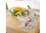 Tovagliette Abakuhaus Flamingo, Illustrazioni Colorate Di Fenicotteri In Stile Retrò Con Messaggi D'amore Per San Valentino Sul Retro, Decorazioni Da Tavola In Tessuto Resistente Ai Colori Per La Sala Da Pranzo E La Cucina, Multicolore