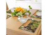 Abakuhaus Tovagliette, Bottiglia E Bicchiere Di Vino E Vigneti Al Tramonto - Panorama Romantico Serale, Tiscjdeco In Tessuto Resistente Al Colore Per La Sala Da Pranzo E La Cucina, Arancione Verde