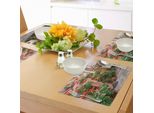Abakuhaus Tovagliette Italiane, Street View Una Piccola Città Rinascimentale Con Portici Fioriti E Rock Mediterranean, Tiscjdeco In Tessuto Resistente Ai Colori Per La Sala Da Pranzo E La Cucina, Multicolore