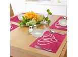 Abakuhaus Tovagliette Groovig, Grande Cuore Con Sfondo Etnico Retro Romance Cambia Il Mondo Illustrazione, Tiscjdeco In Tessuto Resistente Al Colore Per La Sala Da Pranzo E La Cucina, Bianco Rosa