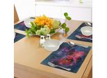 Tovagliette Abakuhaus Space, Nebbia-Gas-Espansione Celeste In Galassia-Pianeta Astrale-Cosmo, Tema Spaziale, Tiscjdeco In Tessuto Resistente Al Lavaggio Per Sala Da Pranzo E Cucina, Rosso