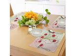 Abakuhaus Tovagliette Acquerello Con Fiori, Profilo Di Ragazza, Papaveri, Capelli Con Fiori, Effetto Acquerello, Stampa Artistica, Tiscjdeco In Tessuto Resistente Al Lavaggio Per Sala Da Pranzo E Cucina, Verde Rosso