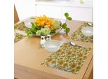 Tovagliette Abakuhaus Con Motivo Girasole, Stile Funky, Colori Pastello, Stampa Vintage Nostalgica Old Fashioned, Tiscjdeco In Tessuto Resistente Al Lavaggio Per Sala Da Pranzo E Cucina, Giallo Verde