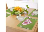 Abakuhaus Tovagliette Groovig, Illustrazione A Forma Di Cuore Su Sfondo Paisley Al Centro Del Design Retrò Love Nutrient, Tiscjdeco In Tessuto Resistente Al Lavaggio Per La Sala Da Pranzo E La Cucina, Bianco Verde Rosa