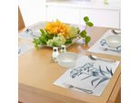 Abakuhaus Tovagliette Con Motivi Floreali, Radiografia Dei Fiori - Radiografia Floreale Uv Diverse Visioni Della Madre Terra - Stampa, Tiscjdeco In Tessuto Resistente Al Lavaggio Per Sala Da Pranzo E Cucina, Bianco Verde Acqua