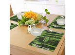 Tovagliette Abakuhaus Con Animali, Divertente Illustrazione Di Una Simpatica Rana Su Un Tronco Nella Giungla Di Bambù, Natura Piacevole, Decorazione Da Tavolo In Tessuto Resistente Ai Colori Per La Sala Da Pranzo E La Cucina, Verde