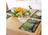 Abakuhaus Tovagliette Rustiche, Dipinto Paesaggio Di Un Bosco Scuro E Profondo Con Colori Freschi In Autunno Immagine Naturale, Tiscjdeco In Tessuto Resistente Al Colore Per La Sala Da Pranzo E La Cucina, Multicolore