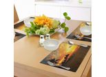 Tovagliette Da Spiaggia Abakuhaus, Scena Del Tramonto In Un Resort Sulla Spiaggia Silhouette Romantica Luna Di Miele Vacanza Stampa Fotografica, Decorazione Da Tavola In Tessuto Resistente Al Lavaggio Per La Sala Da Pranzo E La Cucina, Arancione Giallo