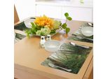 Tovagliette Abakuhaus Wald, Nebbia Tropicale Esotica Spettrale Nella Giungla Pluviale Del Nepal, Stampa Con Immagine Del Clima Asiatico, Tiscjdeco In Tessuto Resistente Al Lavaggio Per La Sala Da Pranzo E La Cucina, Verde Marrone