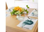 Tovagliette Abakuhaus Con Motivi Floreali, Radiografia Di Un Simbolo Romantico Con Rose, Stampa Artistica Creativa Con Motivi Naturali, Decorazione Da Tavola In Tessuto Resistente Al Lavaggio Per Sala Da Pranzo E Cucina, Bianco E Verde Acqua.