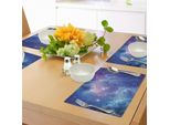 Tovagliette Abakuhaus Space, Nebulosa Spaziale Nella Galassia Con Ammasso Stellare Mysterious Astronomy Art, Tiscjdeco In Tessuto Resistente Al Colore Per La Sala Da Pranzo E La Cucina, Viola