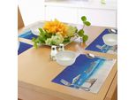 Tovagliette Da Spiaggia Abakuhaus, Crociera Estiva, Viaggio In Barca, Turismo, Trasporto, Tranquillo Paesaggio Marino, Tiscjdeco In Tessuto Resistente Ai Colori Per La Sala Da Pranzo E La Cucina, Bianco E Blu