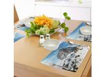 Tovagliette Abakuhaus Berg, Majestic Mountain Nord Italia Mediterraneo Europeo Snowy Peak Natura, Tiscjdeco In Tessuto Resistente Al Lavaggio Per Sala Da Pranzo E Cucina, Bianco Marrone Blu