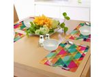 Abakuhaus Tovagliette Geometriche, Motivo Geometrico Astratto I Colori Retrò Ispirati Alla Vendemmia Richiamano L'arte Grafica Antica, Tiscjdeco In Tessuto Resistente Ai Colori Per La Sala Da Pranzo E La Cucina, Multicolore