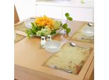 Tovagliette Abakuhaus In Bambù, Tronchi Di Bambù E Fiori Sbocciati - Sfondo Antico Sporco - Grafica Orientale, Tiscjdeco In Tessuto Resistente Al Colore Per La Sala Da Pranzo E La Cucina, Rosso Cinabro Senape