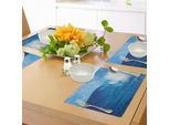 Tovagliette Abakuhaus Ocean, Nuvole Naturali, Cielo Estivo, Oceano Ondulato, Avventura, Stampa Turistica, Tiscjdeco In Tessuto Resistente Ai Colori Per La Sala Da Pranzo E La Cucina, Bianco