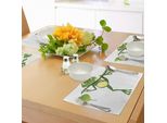 Tovagliette Abakuhaus Con Motivi Animali, Piccola Rana Su Un Ramo Di Un Albero Nella Foresta Pluviale - Natura - Giungla - Vita - Arte - Terra, Decorazione Da Tavola In Tessuto Resistente Al Lavaggio Per La Sala Da Pranzo E La Cucina, Giallo Bianco Verde