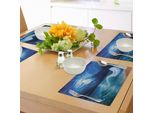 Tovagliette Abakuhaus Ocean, Moonlight Su Un Paesaggio Marino Ondulato Con Cielo Drammatico E Spiaggia, Effetto Dipinto A Olio, Tiscjdeco In Tessuto Resistente Al Lavaggio Per Sala Da Pranzo E Cucina, Bianco